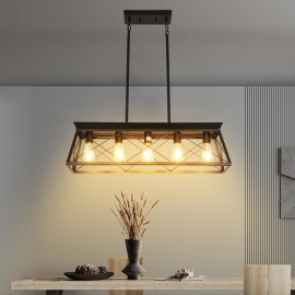5-Light black Farmhouse Chandeliers for Dining Room, Rustic Kitchen Island Lighting, Adjustable Height Pendant Light for KitchenShade  color: BLACK, Design Style: Modern, Lamp Power(W): no bulbs, Number of Lights: 5