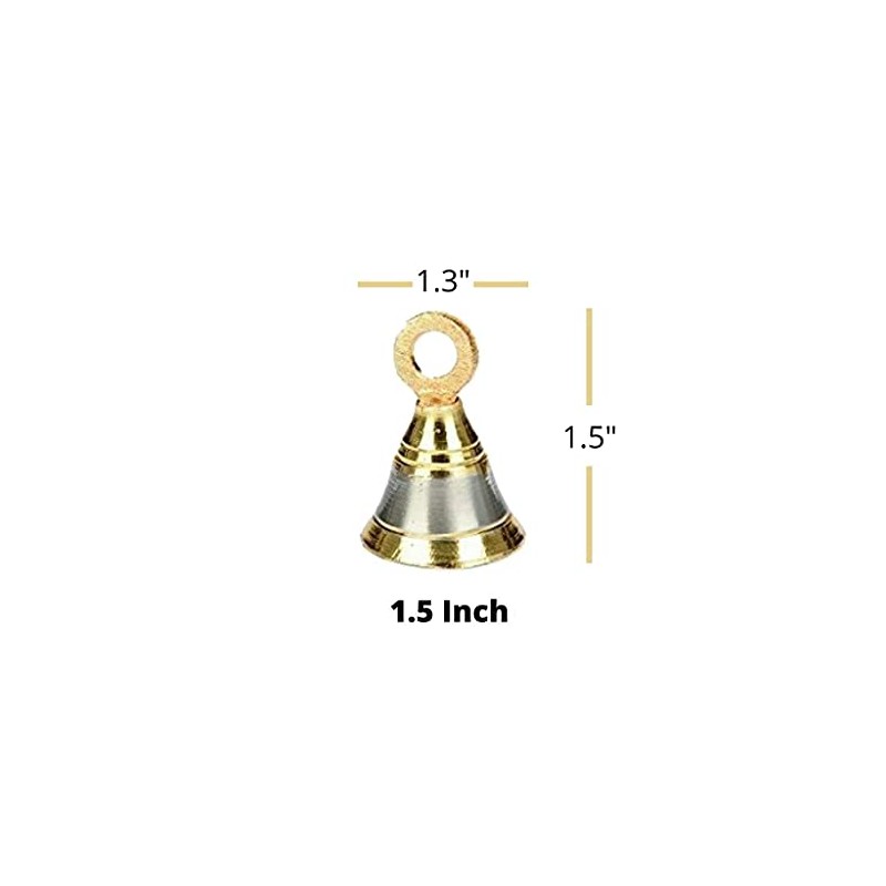 UAPAN Brass Pooja Bell with J Hook (Pack of 6,