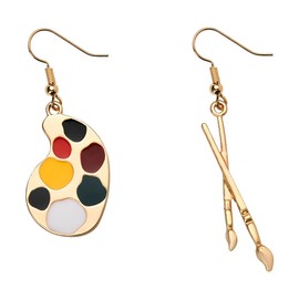 Paint Palettes Pendant Earrings for Women Unique Artist Pendant Earring for Art Lover Drop Earrings for Art Teacher Student Birthday Graduation Gifts for Women Palette Brush Stud Earrings Gift