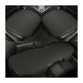 3PCS Set Car Seat Cushion for Front and Back Seat, 3D Soft Linen Breathable Auto Seat Cover, Comfort Non-Slip Rubber Bottom, Car Seat Protector Pad Universal for Office Chair, Home (Black/3PCS)