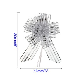 Unifizz 15pcs 6 Inch Large Organza Pull Bow with Chiffon Ribbon for Baskets Wedding Christmas Gift Wrapping（Silver）