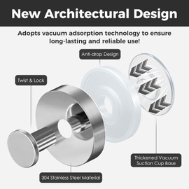 Shower Hooks for Inside Shower,Suction Cup Hooks for Glass Window,Removable Towel Hooks for Bathrooms,6 Packs(Mirror)