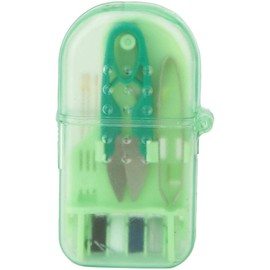 Exquisita Y Portátil Caja de Herramientas de Costura de Plástico de Color Mini Macarrón, Kit de Costura que Incluye Aguja de Tijera, Clip de Rosca, Caja de Almacenamiento Y Enhebrado, Caja(verde)
