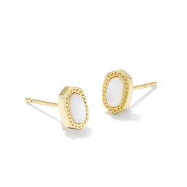 Kendra Scott Mini Ellie 14k Gold-Plated Stud Earrings in Ivory Mother Of Pearl, Fashion Jewelry for Women
