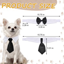HACRAHO Pet Bow Tie and Tie, Pack of 2 Costume with Adjustable Pet Tie, Formal Dog Collar for Small Dogs and Cats, L