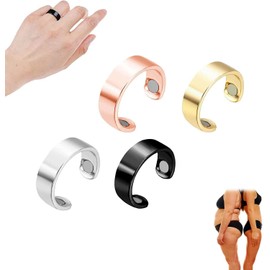 Lymphatic Drainage Magnetic Ring, Magnetic Lymph Detox Ring, Lymphatic Drainage Ring, Copper Magnet Rings Opening Adjustable Ring, for Men and Women (4 Colours 4PCS)