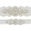 Conjunto Liguero De Encaje Elástico De Novia Con Cristal Per