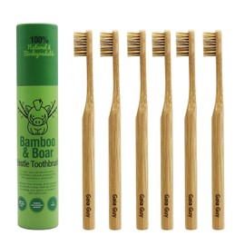 Cepillo de Dientes de Bambú con Cerdas Naturales (SIN Nylon - Solo Cerdas de Jabalí) - Cepillos de Dientes de Bambú y Cerdas de Jabalí Totalmente Compostables y Biodegradables - Cero Residuos