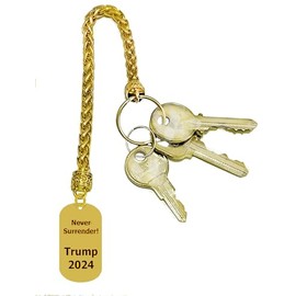 Trump, Never Surrender Trump 2024, Brand New Gold Wheat Chain Key Chain, What A Wonderful Gift For Yourself Or Someone Special. No Worry About What Size Someone Wears, Large Almost 9 Inches Long