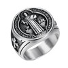 Flongo Saint Benedict Ring for Men: Religious Catholic Signet Ring