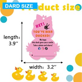 You've Been Ducked Duck Tags, Cute Duck Game Cards, 35 Pack Duck Tags with Hole and Rubber Band, Rhubarb Duck Design (Pink Duck)