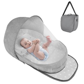 ISELECTOR Portable Bassinet for Baby Travel & Home - Lightweight Foldable Bedside Sleeper with Breathable Mesh, Carry Bag & Storage Pocket, Compact Bassinets for Newborn Infant, Safe Cosleeping Design