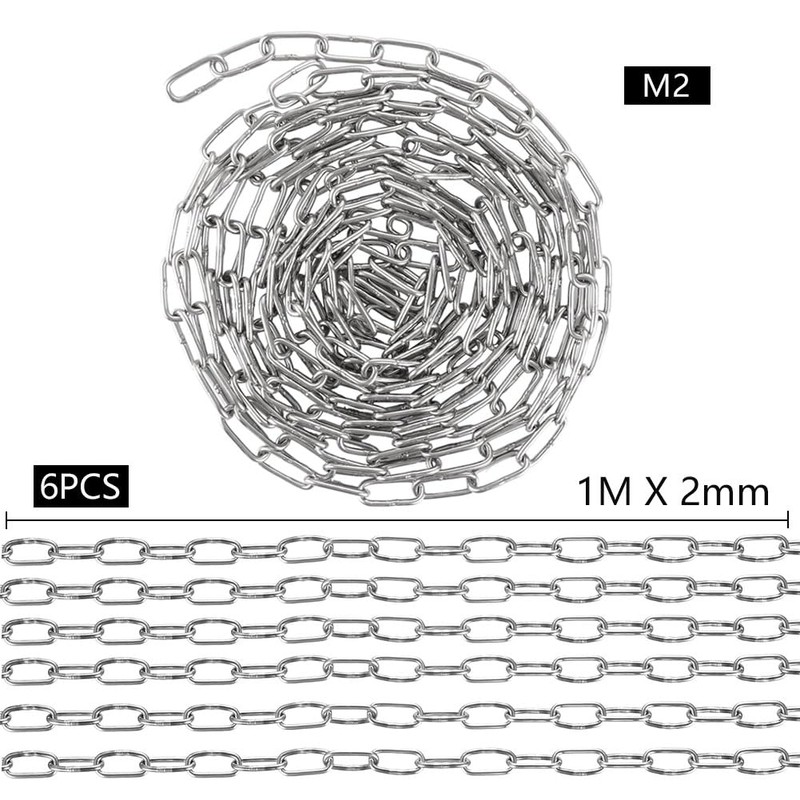 6 pieces M2 stainless steel chain, 6 m chain links,