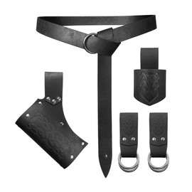 Namvo 5 Pieces Medieval Belt Costume Accessories Renaissance Skirt Hike Viking Horn Belt Holster dagger Holster Sword Frog