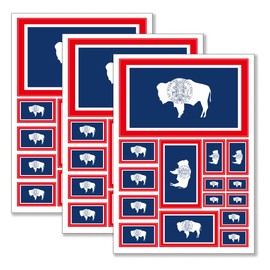 QQSD Wyoming Flag Sticker Decal in Multiple Sizes, 3 Pack, 11.7 x 8.3 Inches