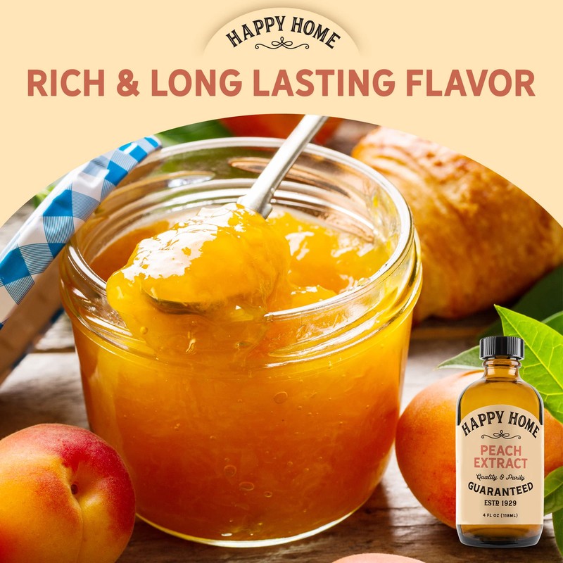 Happy Home Premium Natural Peach Flavor - Certified Kosher, 4
