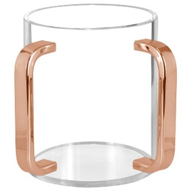 Netilat Yadayim Washing Cup - 5" Acrylic Judaica Hand Wash Cup Negel Vasser with Dual Handles - Modern and Elegant Design (Clear, Rose Gold Mirror Handles)