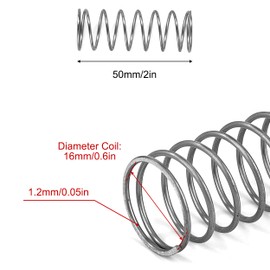 GUNGY Compression Spring Stainless Steel Spring Compression Springs 50 mm Wire Diameter 1.2 mm Inner Diameter 16 mm Length 50 mm Maximum Spring Force 1.12 kg Pack of 4