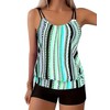 ZAFUL Two Piece Tankini Swimsuit for Women Tummy Control Bathing Suit with Boy Shorts Blouson Swimwear 3-Blue Stripes XL