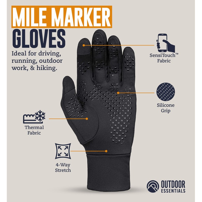 OutdoorEssentials Touchscreen Winter Gloves Men Women - Hiking Gloves Women