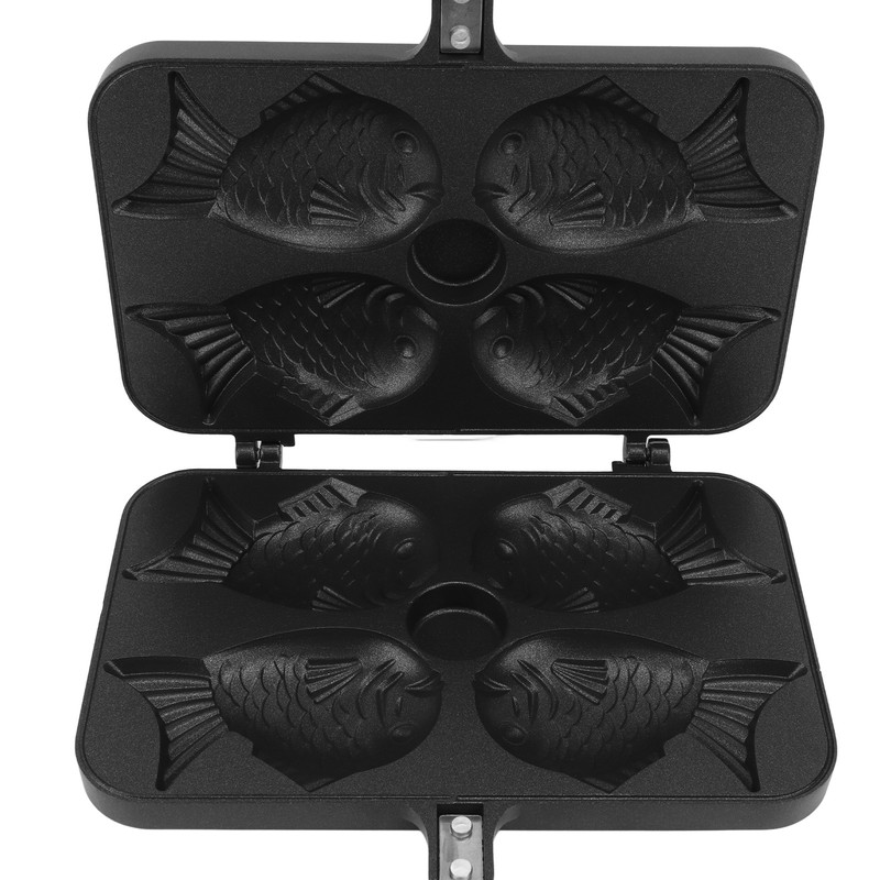 Taiyaki Frypan 4 Grids Non Stick Double Sided with Black