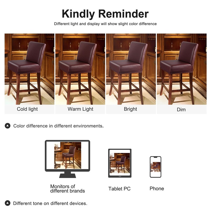 PiccoCasa Waterproof Bar Stool Covers, Faux Leather Pub Counter Height