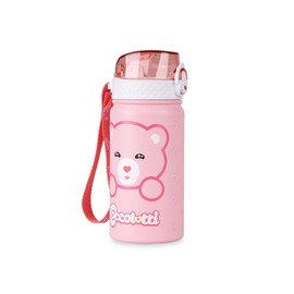 Colourbook - Isolierflasche Coccolotti 400 ml, Edelstahl doppelwandig, hält warm / kalt 12 Stunden, weicher Silikonauslauf, sicherer Verschluss, integrierter Haken (Classic Rosa)