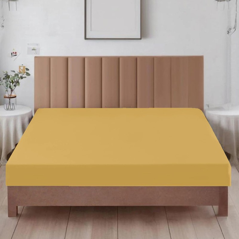 Ev Dekor Double Fitted Sheet Ochre | Yellow - Deep