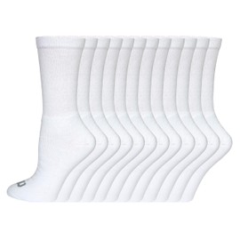 WILSON Women's 12-Pack Basic Crew Socks, White, 4-10