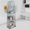 ZAWAYINE 4 Tier Bookshelf Cactus Bookcase Freestanding Bookshelves Metal Storage