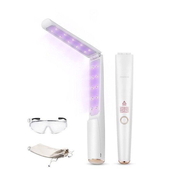 UV Light Sanitizer Wand, Portable UVC Light Disinfector Lamp Chargable Foldable UV Wand for Home Hotel Travel with 20 UV-C LED Beads