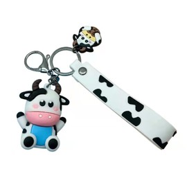 ZHSH Cute 3D Cow Backpack Decorations Keychain for Girls Car Key Bracelet, a