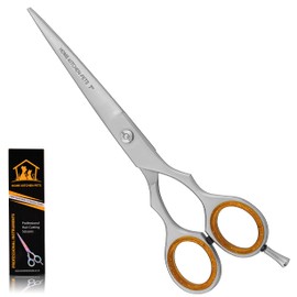 Hairdressing Barber Hair Cutting Scissor for Professional Barbers Stainless Steel Cutting Shears - for Salon Barber Accessories, Men, Women, Children and Adult Hair Scissors (Dark Silver Golden, 7)