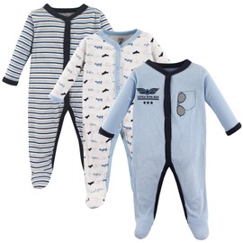 Luvable Friends Unisex Baby Cotton Sleep and Play, Blue Airplane, 0-3 Months