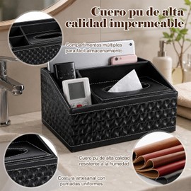 Funda para Caja de Pañuelos, Elegante Caja de Pañuelos Rectangular de Piel PU con Organizador de Controles Remotos para el Hogar de 4 Colores