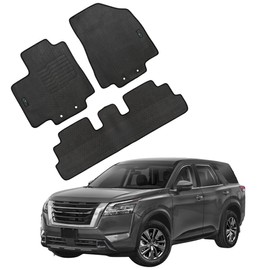 ecoMats All Weather Floor Mats Compatible with 2022-2025 Nissan Pathfinder 7 or 8 Seats/Infiniti QX60 with Safety Locks, Front and Rear Set, Odorless