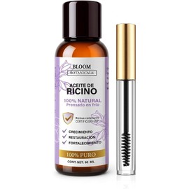 Aceite de Ricino 100% Puro para pestañas y cejas Certificado USP - Cepillo Premium - 100% Natural - Prensado en Frío y Libre de Aditivos - 60 ml Castor Oil (CON CEPILLO)