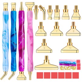 DoreenBow - 28 piezas de herramientas de pintura de diamante – 4 bolígrafos de arte de diamante, kit de puntas de metal arco iris, puntas de rosca de acero inoxidable, accesorios ergonómicos para