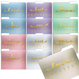 Decorative File Folders, 12 Pack, 6 Colors/6 Phrases, 12 Unique Designs, Heavyweight, Letter Size (9.5 x 11.5") with 1/3 Cut Tab, Gold Foil Positive Thoughts, Fashion Folders by Better Office Products
