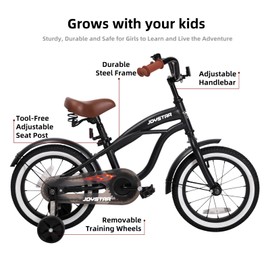 JOYSTAR 14 Inch Kids Bike with Training Wheels for Ages 3-5 Years Old Girls Boys Bike Toddler Bike Beach Cruiser Kids Bicycle Black