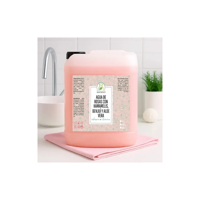 Tónico Agua De Rosas Con Hamamelis Benjui Aloe Vera 20L
