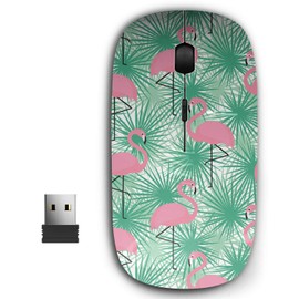 2.4G Ergonomic Portable USB Wireless Mouse for PC, Laptop, Computer, Notebook with Nano Receiver ( Tropical Trendy Flamingos )