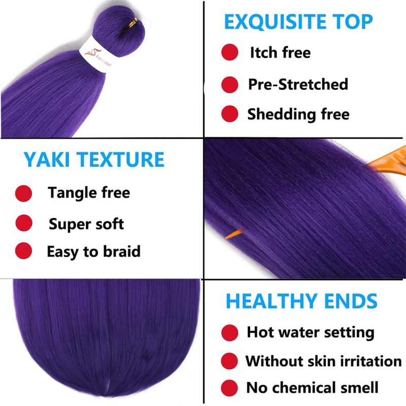 Xiaofeng Prestretched Braiding Hair Extensions Wine Red Yaki Texture Braid