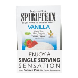NaturesPlus SPIRU-TEIN Protein Powder Meal - Vanilla - 8 Packets - Plant-Based Protein Shake - Non-GMO, Vegetarian, Gluten Free - 8 Servings