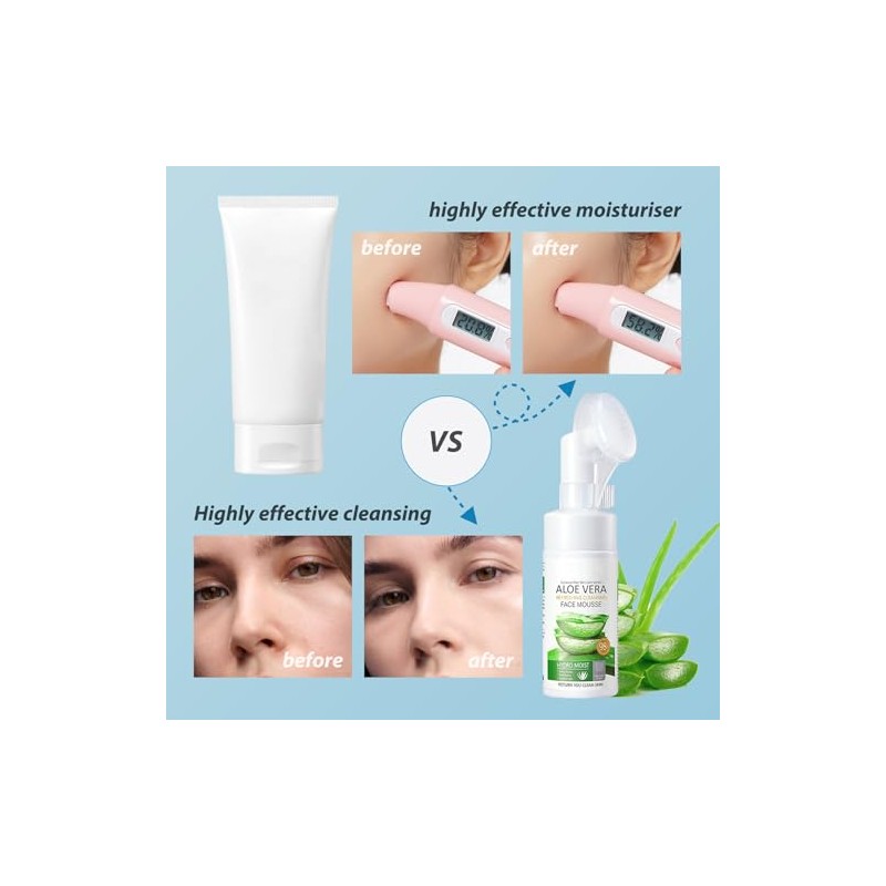 Set De 2 Limpiadores Faciales Con Aloe Vera, Espuma Hidratante