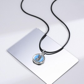 DOTBJ 925 Sterling Silver Saint Christopher Surfer Pendant Necklace with 18 inches Leather Chain - Catholic Patron St Christopher Medal Gift for Women Men.