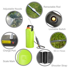 HIFAY ESX-8 2 Gallon Battery Powered Sprayer Built-in 4000mAh Rechargeable Battery, Spray 32gallons on a Single Charge,Telescopic Wand,Copper-Nickel Spray Nozzle Makes The Spray More Delicate