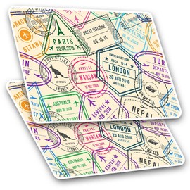 Rectangle Stickers(Set of 2) 7.5cm - Passport Travel Stamps Airport Laptop Tablet Luggage Scrapbook #14446