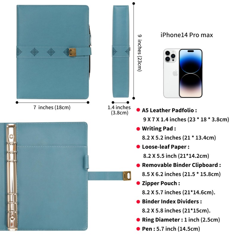 WASON A5 Diary PU Leather Composition Notebook Ruled Binder Journal