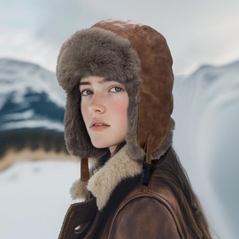 Clape Unisex Faux Fur Trapper Hat Waterproof Aviator Bomber Hat Winter Earflap Hat Thermal Windproof Ski Snow Hats